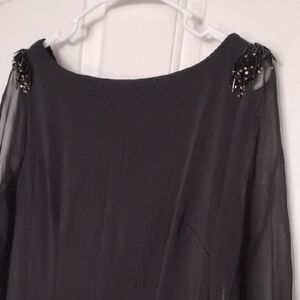 Miusol Black Dress M with Sheer Long Sleeves , above knee